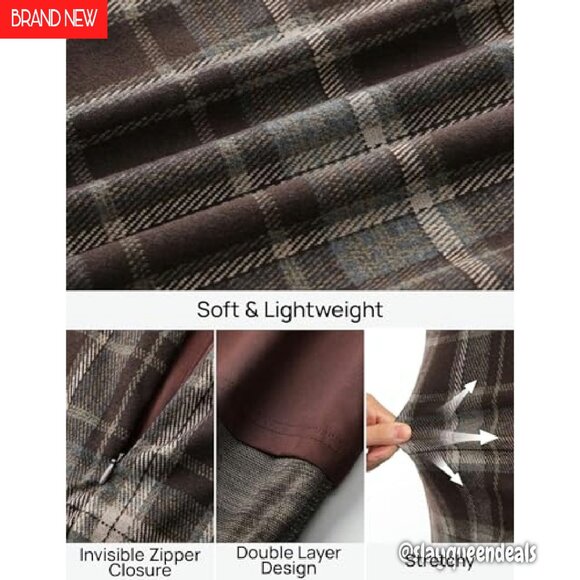 High Waist Plaid Mini Skirt with Built-in Shorts, Bodycon Pencil Fit - Picture 7 of 8